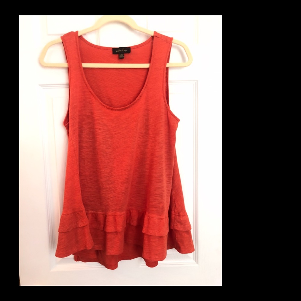 Orange ruffle hem top